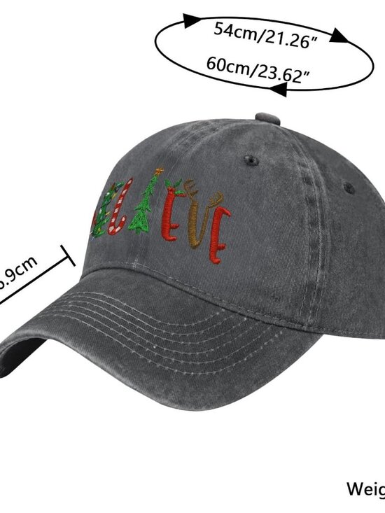 Women\'s Embroidery Adjustable Washed Distressed Casual Trucker Hat Christmas main image 5